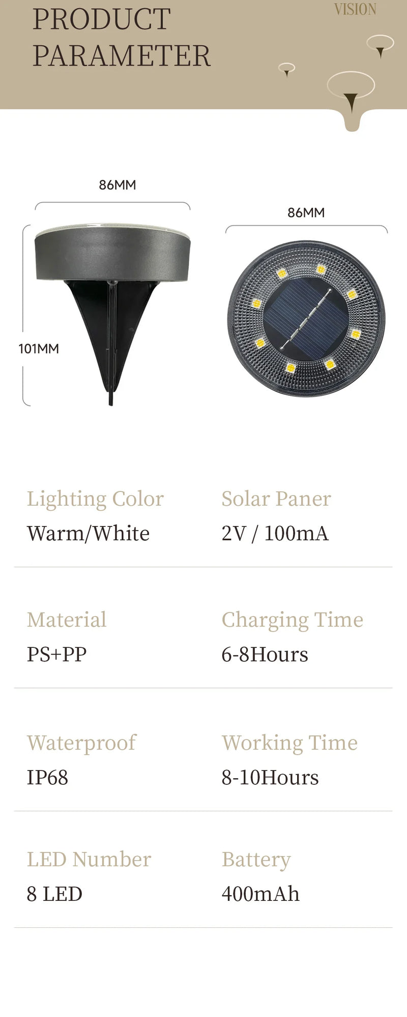 LED Outdoor Solar Power Ground Light